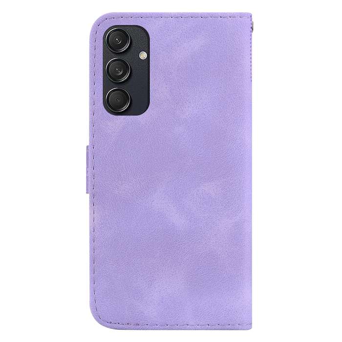 For Samsung Galaxy M55 7-shaped Embossed Leather Phone Case(Purple)
