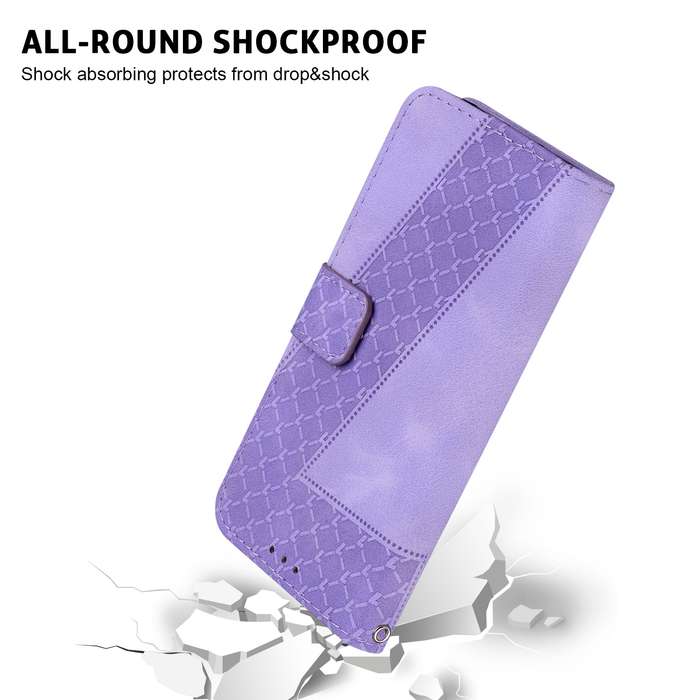 For Samsung Galaxy M55 7-shaped Embossed Leather Phone Case(Purple)