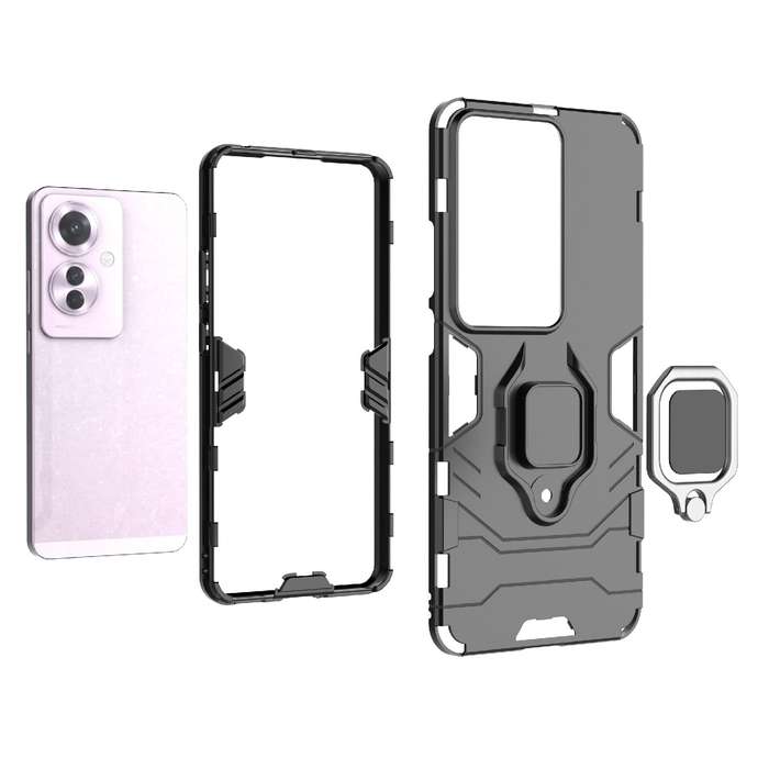 For OPPO Reno11 F 5G PC + TPU Shockproof Protective Phone Case with Magnetic Ring Holder(Red)
