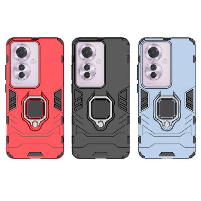 For OPPO Reno11 F 5G PC + TPU Shockproof Protective Phone Case with Magnetic Ring Holder(Red)