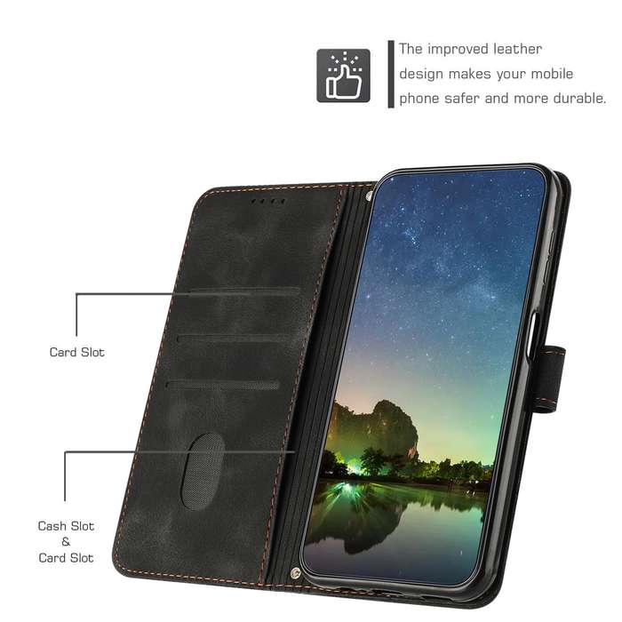 For OPPO A59 5G Dream Triangle Leather Phone Case with Lanyard(Black)