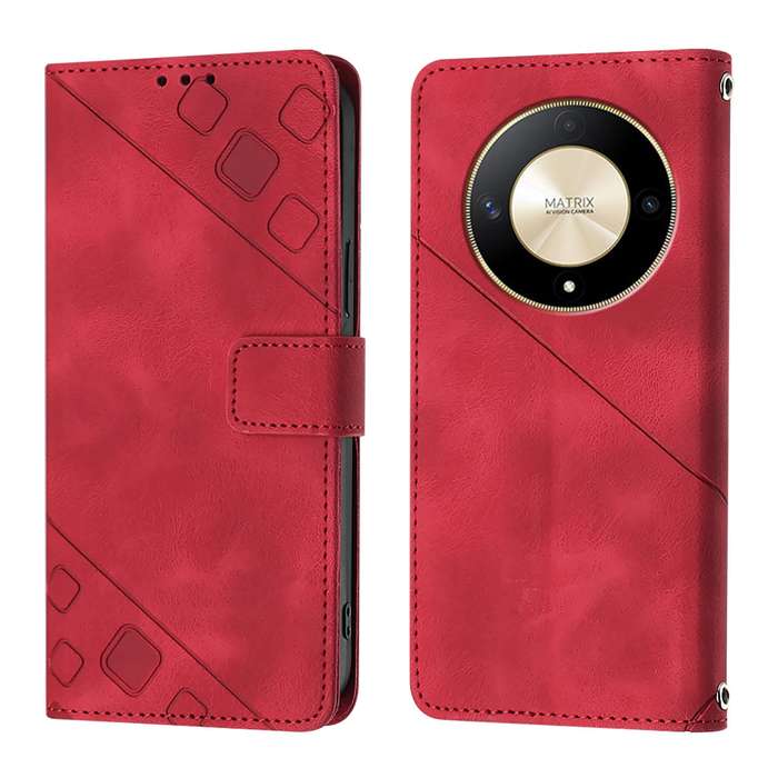 For Honor X9b / Magic6 Lite 5G Global Skin-feel Embossed Leather Phone Case(Red)