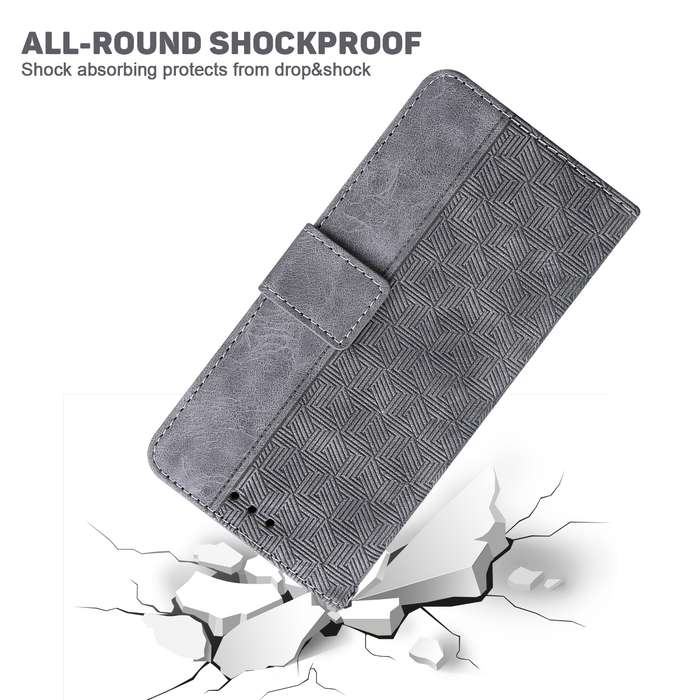 For Honor Magic6 Pro Geometric Embossed Leather Phone Case(Grey)