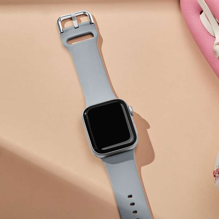 For Apple Watch SE 2023 40mm Pin Buckle Silicone Watch Band(Light Grey)