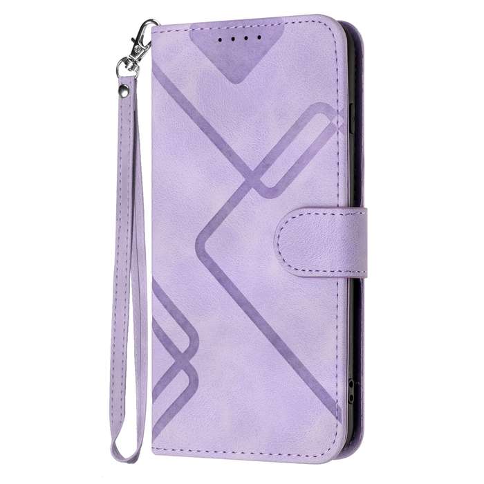 For Samsung Galaxy M15 5G/F15 5G Line Pattern Skin Feel Leather Phone Case(Light Purple)