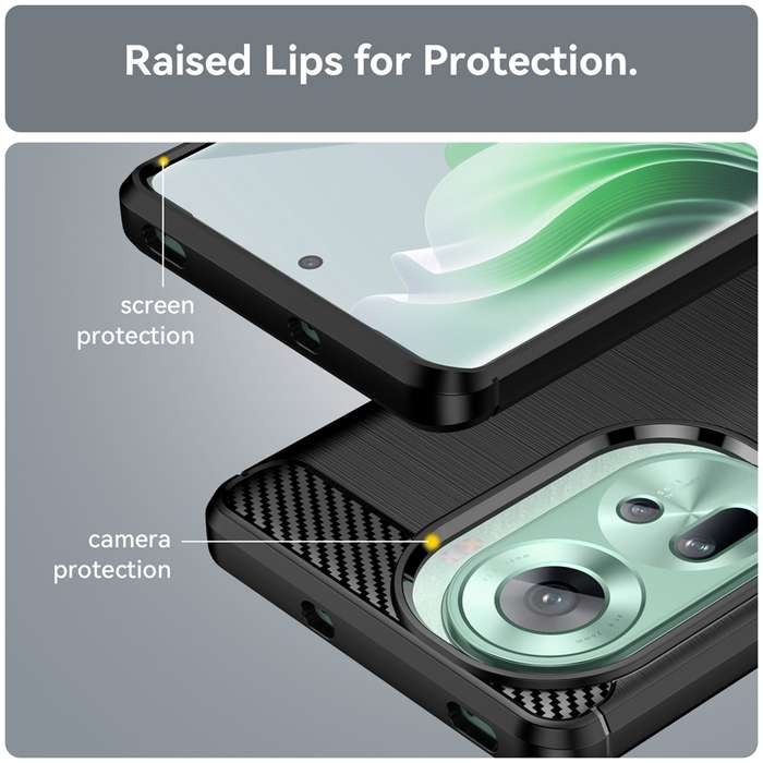For OPPO Reno11 Global Brushed Texture Carbon Fiber TPU Phone Case(Black)
