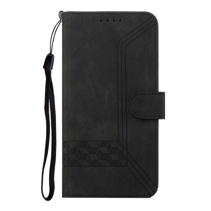 For Honor 200 Pro Cubic Skin Feel Flip Leather Phone Case(Black)