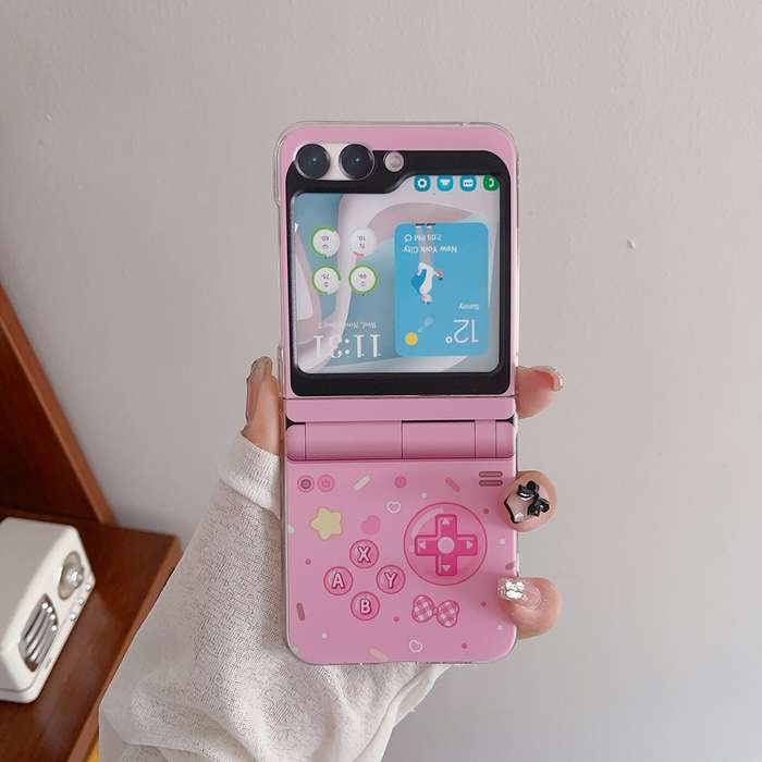 For Samsung Galaxy Z Flip6 5G Painted Pattern PC Transparent Folding Phone Case(Z115 Pink Game