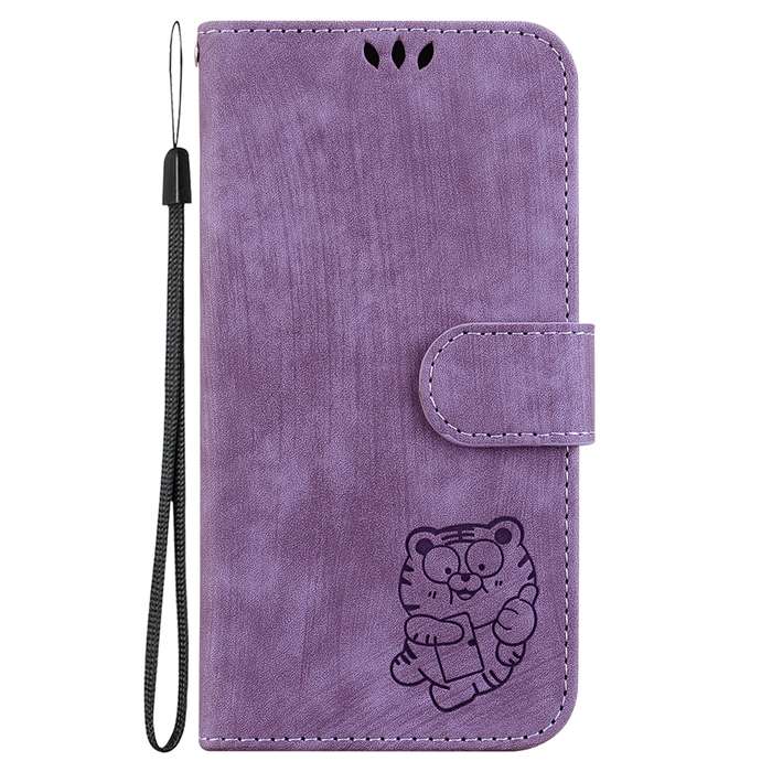 For OPPO Reno12 5G Global Little Tiger Embossed Leather Phone Case(Purple)