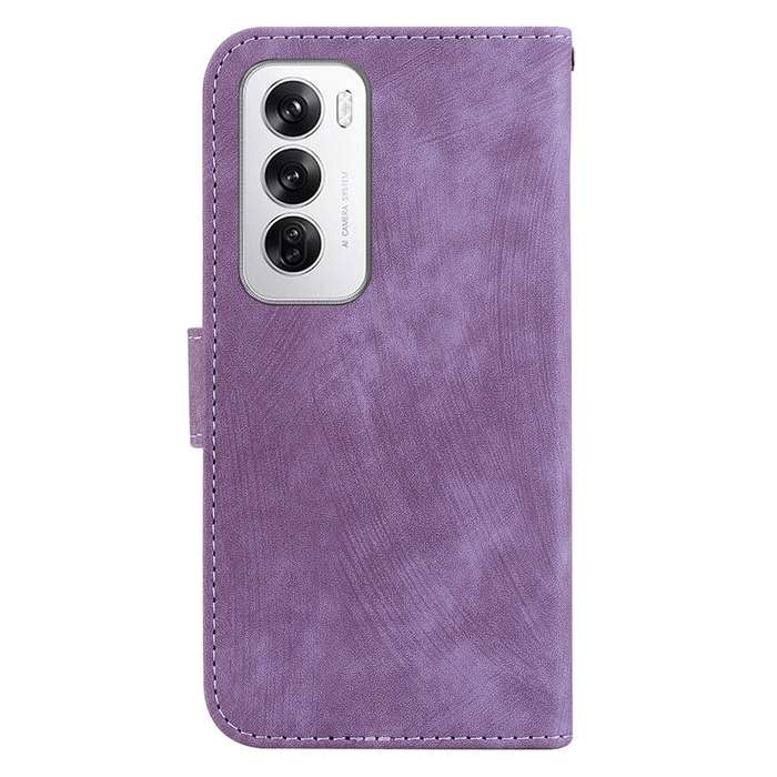 For OPPO Reno12 5G Global Little Tiger Embossed Leather Phone Case(Purple)