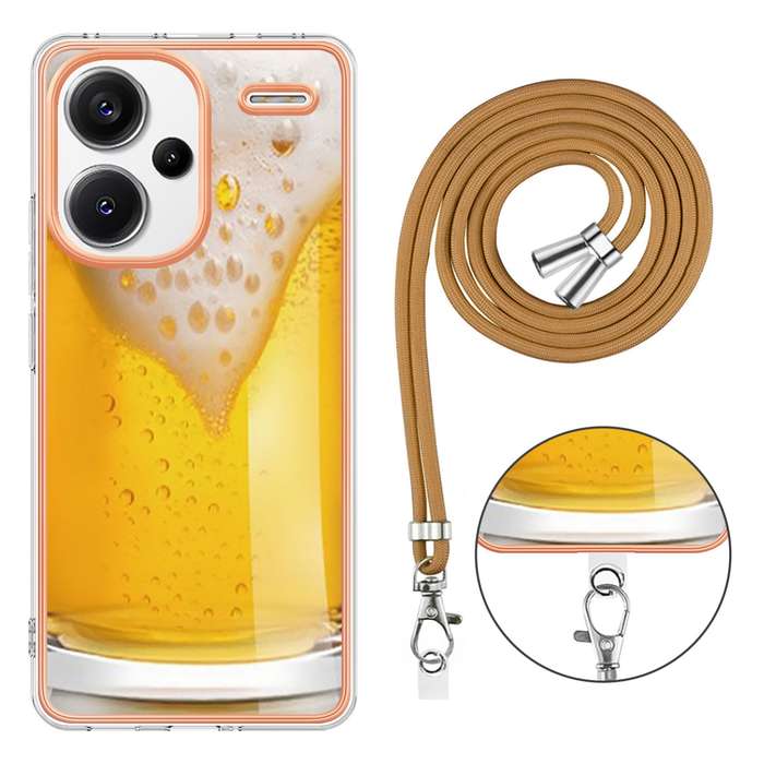 For Xiaomi Redmi Note 13 Pro+ 5G Electroplating Dual-side IMD Phone Case with Lanyard(Draft Bee