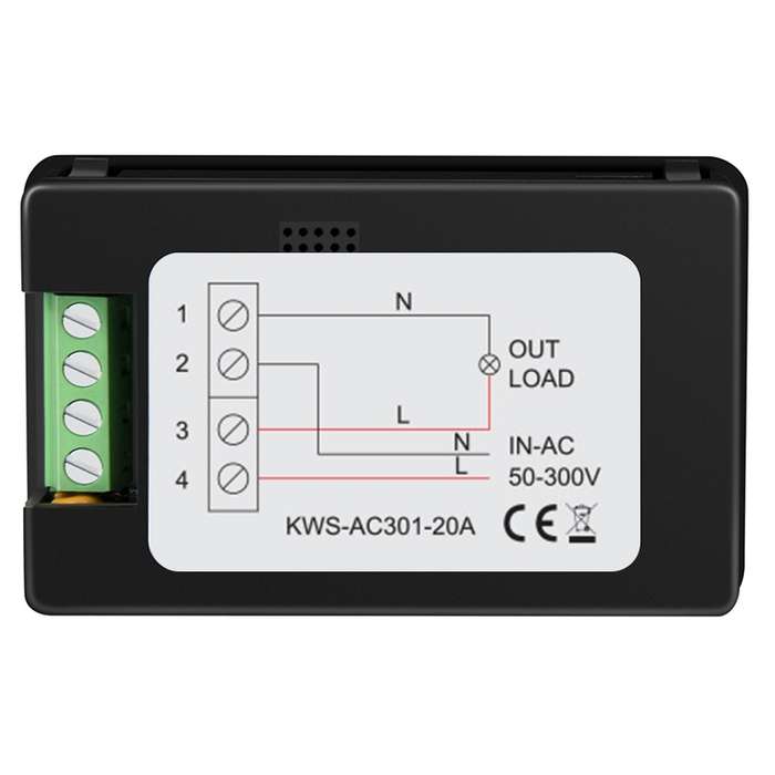 KWS-AC301-20A 50-300V AC Digital Current Voltmeter(Black)