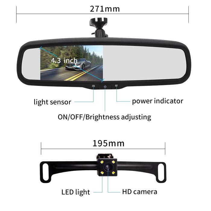 PZ705 422-A 4.3 inch TFT LCD Car Rear View Monitor for Car Rearview Parking Video Systems