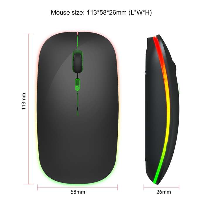 HXSJ M40 2.4GHZ 800,1200,1600dpi Third Gear Adjustment Colorful Wireless Mouse USB Rechargeable(Silv