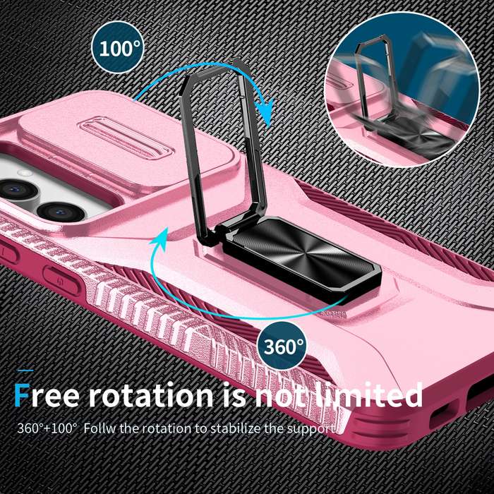 For Samsung Galaxy S23 FE 5G Sliding Camshield Holder Phone Case(Pink + Rose Red)