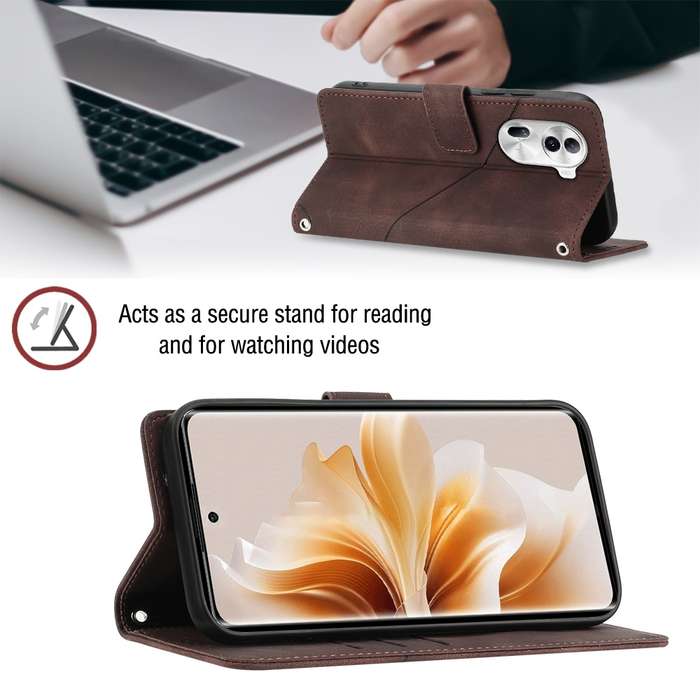 For OPPO Reno11 Pro 5G Global Skin-feel Embossed Leather Phone Case(Brown)