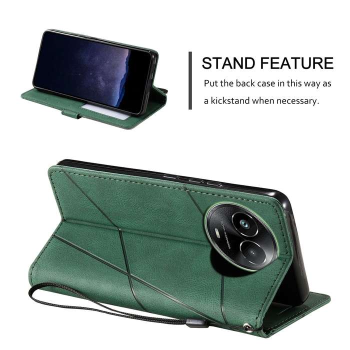 For Realme C67 5G Skin Feel Splicing Leather Phone Case(Green)