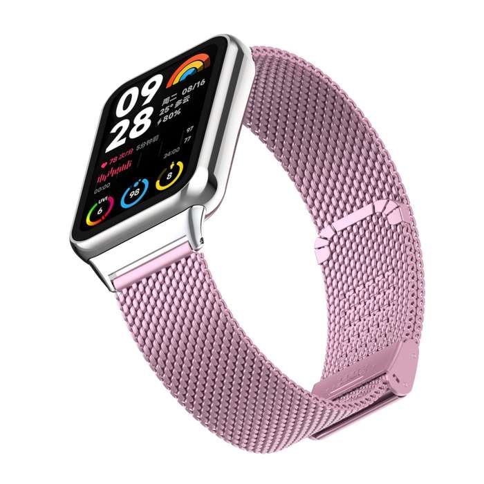 For Xiaomi Mi Band 8 Pro 18mm Steel Mesh Buckle Metal Watch Band(Rose Pink)