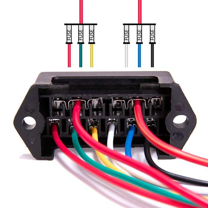 6 Ways 2 In 6 Out Fuse Box Fuse Panel Holder with Fuse