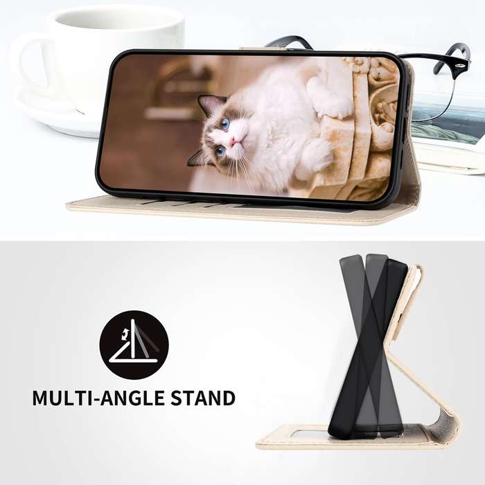 For Xiaomi Redmi Note 13 Pro 4G Cartoon Cats Leather Phone Case(Beige White)