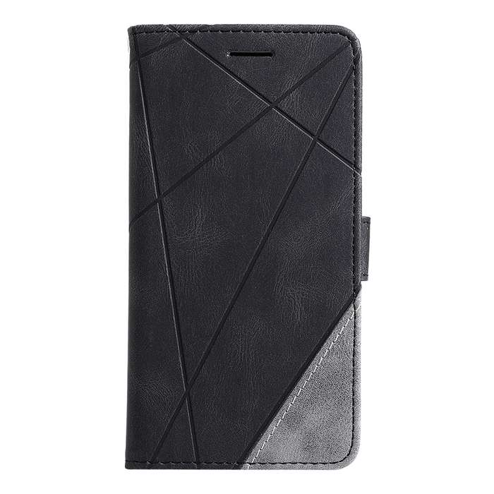 For iPhone 16 Skin Feel Splicing Leather Phone Case(Black)