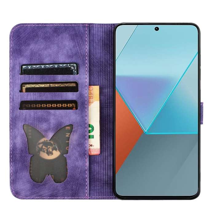 For Xiaomi Redmi Note 13 Pro 5G Butterfly Cat Embossing Flip Leather Phone Case(Purple)