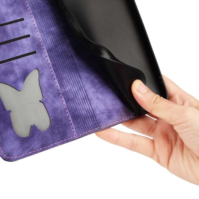 For Xiaomi Redmi Note 13 Pro 5G Butterfly Cat Embossing Flip Leather Phone Case(Purple)