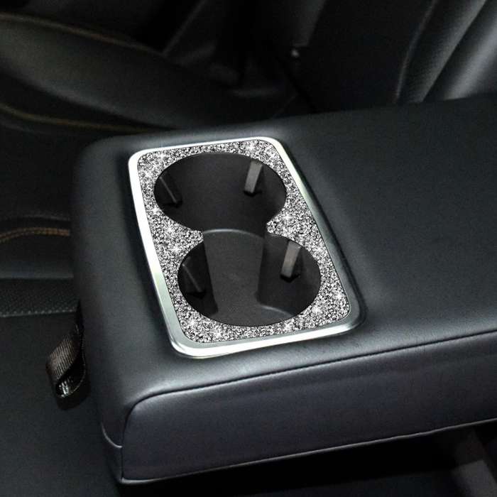 For Ford Mustang Mach E 2021 Car Rear Seat Cup Holder Frame Diamond Decorative Sticker