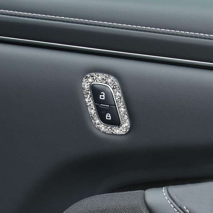 For Ford Mustang Mach E 2021 Car Door Lock Button Diamond Decorative Sticker, Left Drive