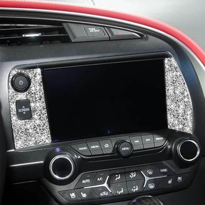 For Chevrolet Corvette C7 2014-2019 3 in 1 Car Navigate Panel Diamond Decorative Sticker, Left Drive