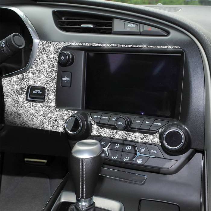 For Chevrolet Corvette C7 2014-2019 4 in 1 Car Central Control Panel Diamond Decorative Sticker, Lef