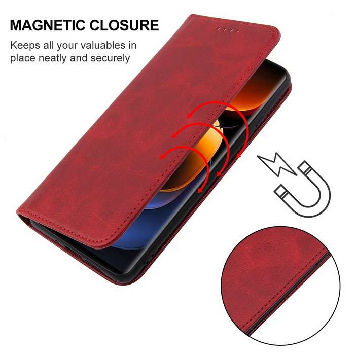 For vivo iQOO 12 Pro Magnetic Closure Leather Phone Case(Red)