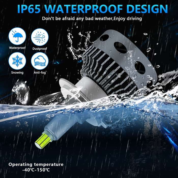 V1 1 Pair H4 55W 6000K 11000LM Car 6 Sides LED Headlight(Cool White)