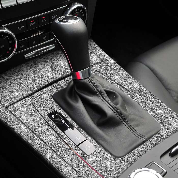 For Mercedes-Benz C-class W204 2007-2013 Car Gear Set Diamond Decorative Sticker, Left-hand Drive