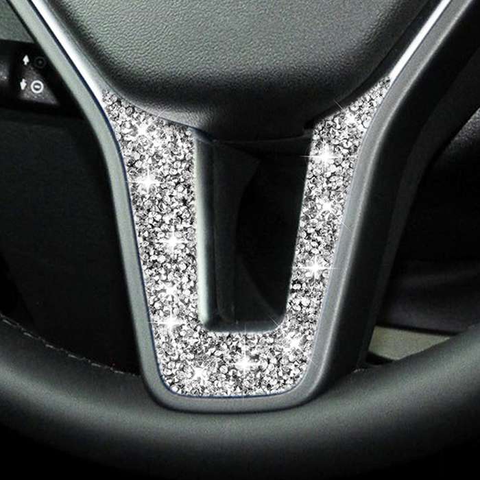 For Mercedes-Benz W204 Car Steering Wheel Diamond Decorative Sticker, Left and Right Drive