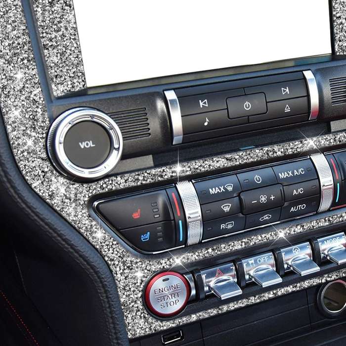 For Ford Mustang 2015-2020 Car Central Control Panel Diamond Decoration Sticker, Left and Right Driv