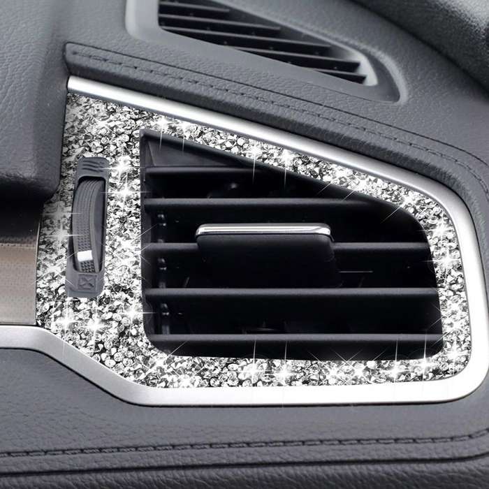 For Honda Civic 2016-2019 Car Left and Right Air Outlets Diamond Decorative Sticker, Right-hand Driv
