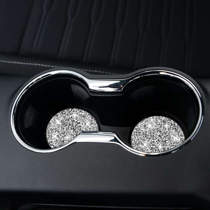 For Ford Mustang 2015-2020 Car Water Cup Holder Base Diamond Decoration Sticker, Left and Right Driv
