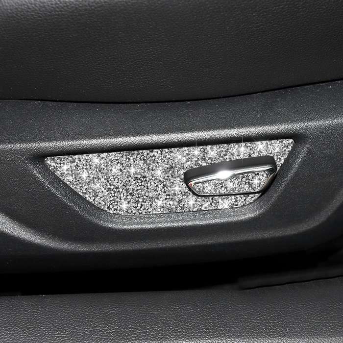For Ford Mustang 2015-2020 Car Seat Adjustment Button Diamond Decoration Sticker, Left Drive