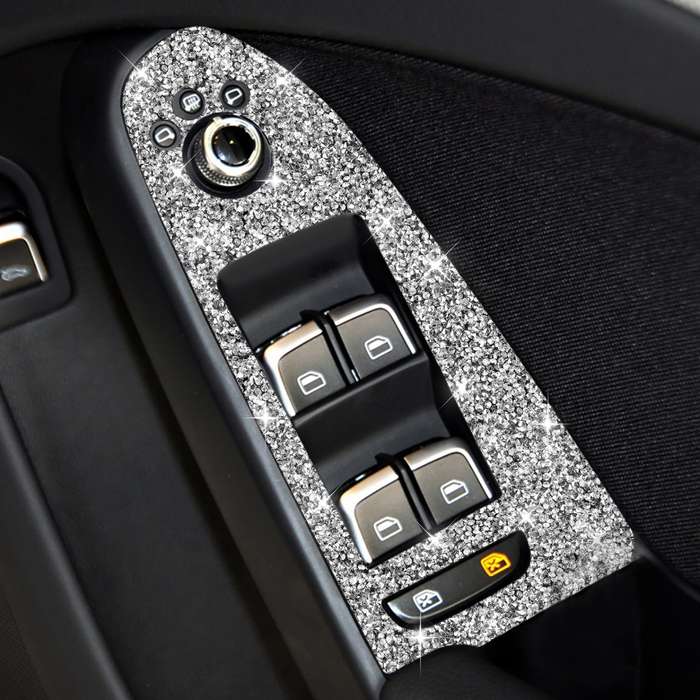 For Audi A4 / A5 / Q5 Car Door Lift Control Panel Diamond Decoration Sticker, Right Drive Low Config