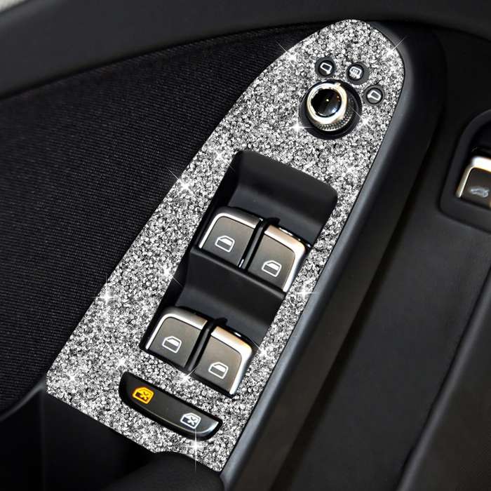 For Audi A4 / A5 / Q5 Car Door Lift Control Panel Diamond Decoration Sticker, Left Drive Low Configu