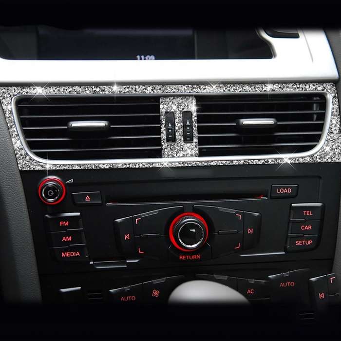 For Audi A4 / A5 / Q5 2pcs Car Air Conditioner Outlet Diamond Decoration Sticker, Left Drive