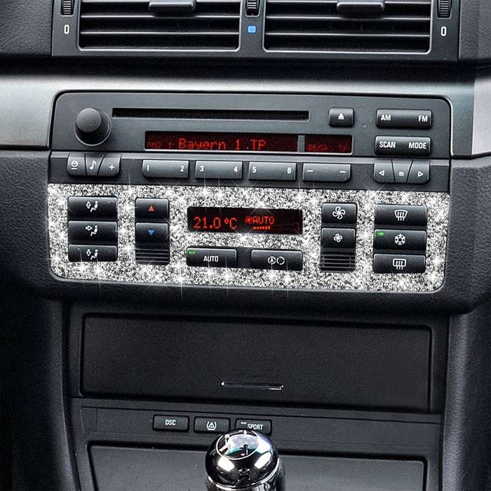 For BMW Series 3 E46 1998-2005 Car Center Control Panel Lower Diamond Decoration Sticker, Left and R