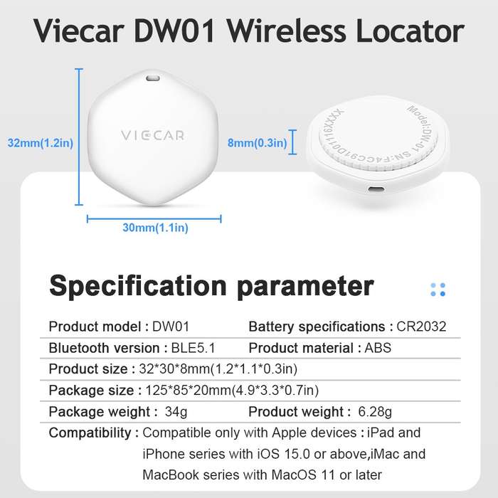 VIECAR DW01 Car Key Anti-lost Detection Wireless Location Tracker