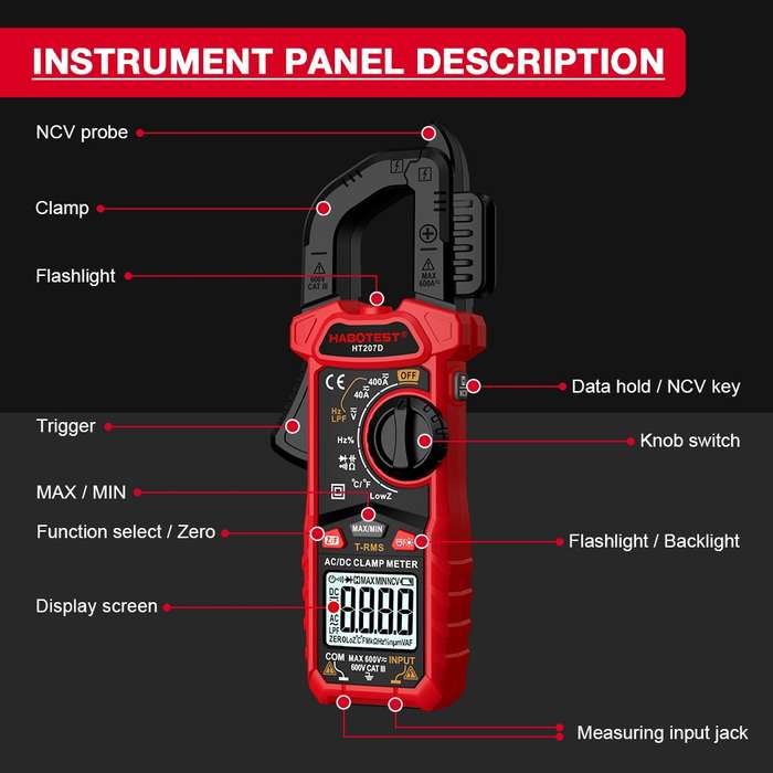 HABOTEST HT207B Multifunctional Digital Clamp Multimeter