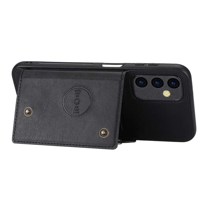 For Samsung Galaxy A24 4G Double Buckle Card Slots Magnetic Phone Case(Black)