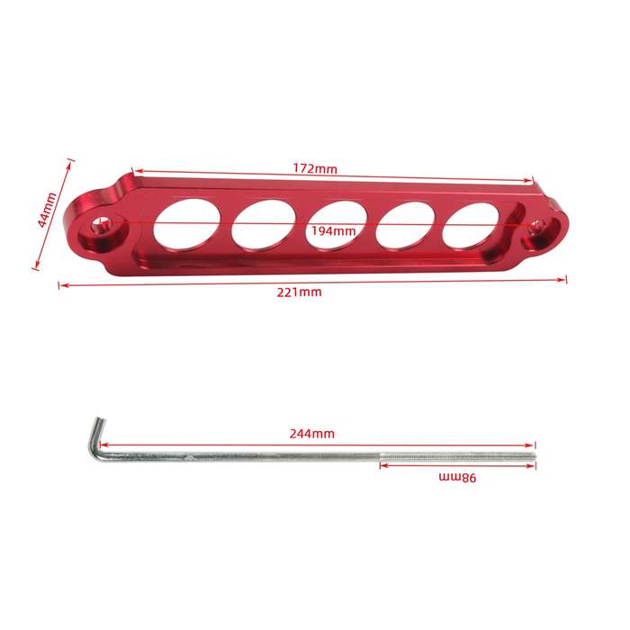 A8681-02 5-hole Car Aluminum Alloy Battery Mounting Bracket(Red)