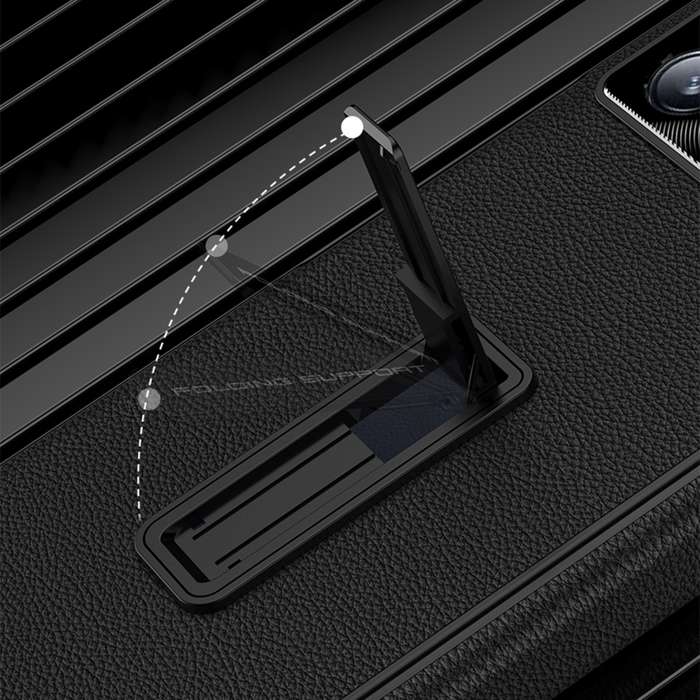 For Xiaomi Mix Fold 3 GKK Magnetic Hinge Flip Leather Phone Case with Holder(Carbon Fiber)