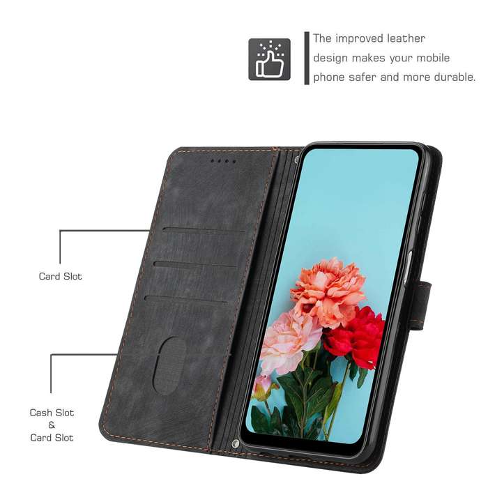 For vivo S18 / S18 Pro Skin Feel Stripe Pattern Leather Phone Case with Lanyard(Black)