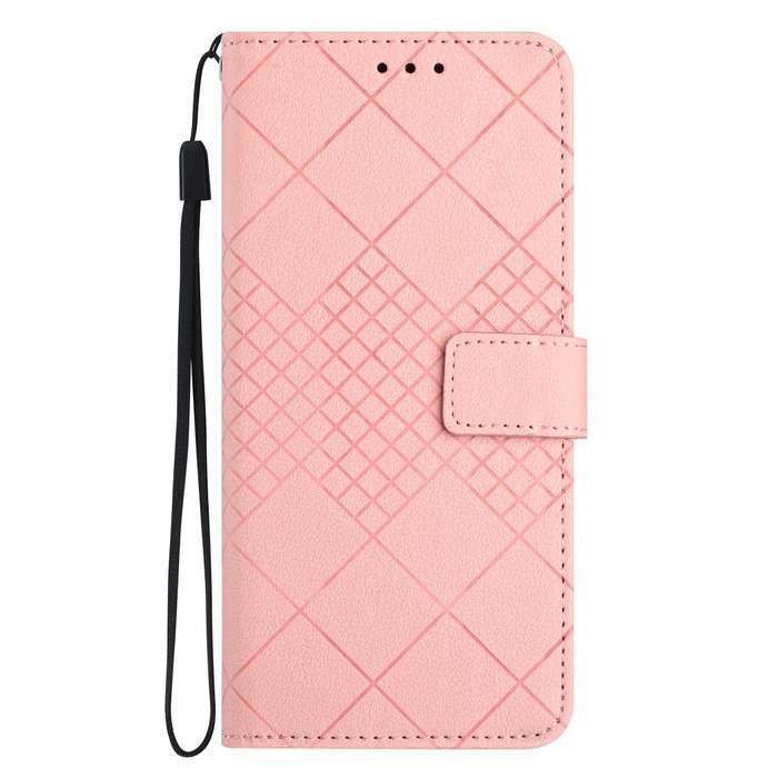 For Xiaomi Poco M5 / M4 5G Rhombic Grid Texture Leather Phone Case(Pink)